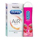 Durex Air Condoms for Men, 10 Count with Durex Lube Cherry Flavoured Lubricant Gel for Men & Women (50ml, Water Based Lube, Suitable for Use with Toys)...