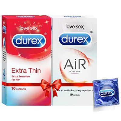 Durex Condoms Combo (Air 10s, Extra Thin 10s), 10 Count, Pack of 3