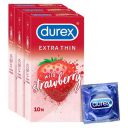 Durex Extra Thin Wild Strawberry Flavoured Condoms For Men -10s (Pack of 3), Pink...