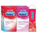 Durex Pleasure Packs (Condoms - 10 Count (Pack of 2, Extra Thin | Pack of 2, Extra Ribbed), Pleasure Gel - 50 ml )...