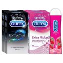 Durex Pleasure Packs (Condoms - 10 Count (Pack of 2, Extra Time), Condoms - 10 Count (Pack of 2, Extra Ribbed), Pleasure Gel - 50 ml (Cherry))...