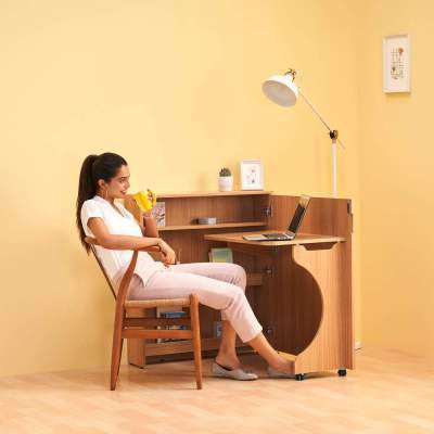 Duroflex Switch -Foldable Study Table Integrated with Storage & Wheels