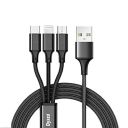 Dyazo 2.4 Amp 1 Meter Nylon Braided 3 In 1 Mobile Charging Usb Cable Compatible For All Smartphone, Iphones And Type C Devices,(Black)...