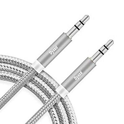 Dyazo 5 ft 3.5 mm Nylon Braided Aux cable Male to Male Aux Stereo Cable (1.5 meter, Silver)