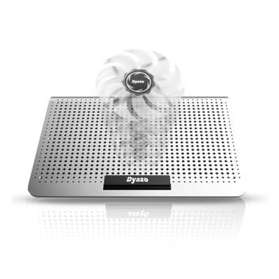 Dyazo Aluminum Laptop Cooling pad | Cooling Fan with Height Settings Compatible for MacBook, Lenovo, Hp & Other laptops upto15.6 Inches (Silver)