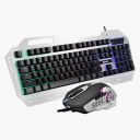 Dyazo Metal Gaming Keyboard & Mouse Breathable Lights 3 Light Modes | 12 Multimedia Keys | Braided Cable 1.5 Metres (Silver)...