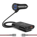 Dyazo QC 12V Fast Car Charger Back Seat Charging 4 USB Ports Compatible Free Type C Cable - Black...