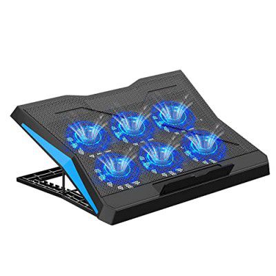 Dyazo Upgraded 6 Fan Cooling Pad Laptop Raiser with Adjustable Height & Mute Fans for | for Laptop & Notebooks 10-15.6 inches, Black (Q 26)