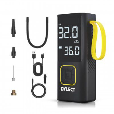 Dylect Tyre Inflator for Car and Bike| Home Use| Works Both on DC Port & Battery