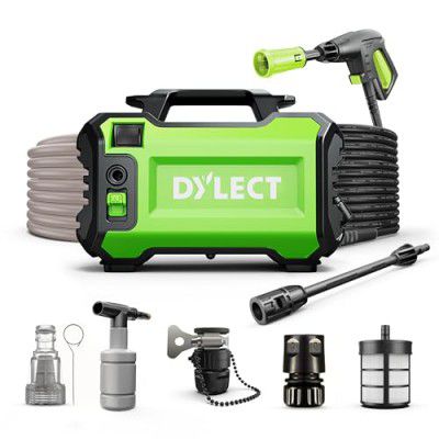 DYLECT Ultra Clean High Pressure Car Washer Pump, 1400 Watts Motor, 120 Bars Pressure, 6.5L/Min Flow Rate, 5m Outlet Hose, Portable, Includes 11 Accessories