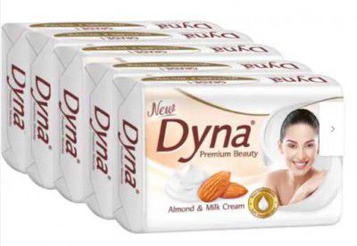 Dyna Milk Cream & Almond Oil Extracts Bathing Soap, (5 x 100 g)