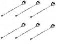 Dynore Stainless Steel Black Tip Bar Spoons | Long Attractive Spiral Design Perfect - Set of 6...