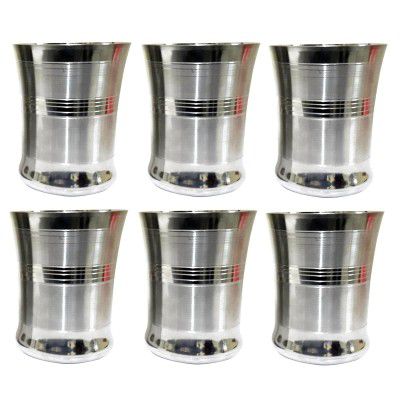 Dynore Stainless Steel Drinking Glass, Set of 6, Silver