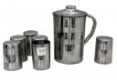Dynore Stainless Steel Set of 6 Round Glass and 1 Delux Jug 1.5 LTR...