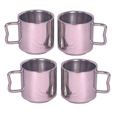 Dynore Stainless Steel Tea Mug - Set of 4, 170 ml