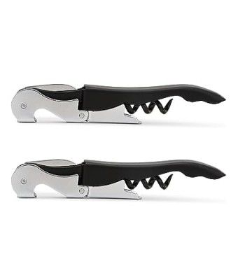 Dynore Stainless Steel Wine Cork Screw Sommelier Knife Style W/Bottle Opener- Set of 2
