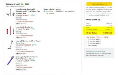 Dyson V8 Absolute Cord-Free Vacuum Cleaner Plus 3 attachments at ₹900 each