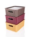 E-COSMOS Kitchen Color Basket Set 3 Pc Storage Basket for Fruits, Vegetables,Magazines, Cosmetics,Kitchen Tool -with Lid - Color May Vary...
