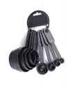 E-Cosmos Plastic Measuring Spoon and Cup Set, 8-Pieces (Black, Pack of 1), Mix Size (EC-Cup-Black)...