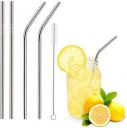 E-COSMOS Reusable Stainless Steel Straws (2 Bent + 2 Straight +1 Brush)...