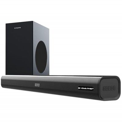 E GATE Octopus 330 Sound bar with 300W Sourround Sound, 8 DRIVERS Home Theatre 2.1 Ch. Soundbar + 6.5" (16.5cm) Subwoofer | Bluetooth v5.3, USB, HDMI ARC, Optical in | Deep Bass with 3EQ Modes | e