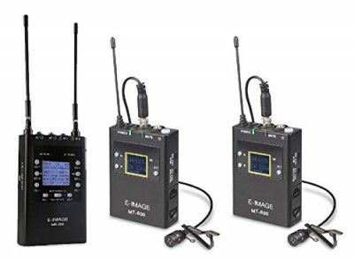 E-Image MTR-S4 Wireless Microphone System with MR-300 (Two-Channel UHF/PLL Portable Receiver, 2 x MT-600 (Bodypack Transmitter)