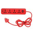 E-Tech 4 Socket Extension Box Board with Surge Protector | Spike Guard | Power Strip | Extension Cord | Flex Box | Power Indicator- 6 feet Long Cable (Red)...