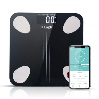 Eagle Bluetooth Weighing Scale for Body Weight with 180kg Capacity, Accuracy 100g (Black)