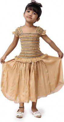 EAGLEBUZZ Baby Girls Above Knee Casual Dress (Brown, Sleeveless)