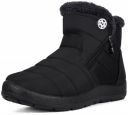Eagsouni Snow Boots Womens Winter Ankle Boots Ladies Warm Fur Lined Booties Thickening Shoes Zip Flat Sneakers Outdoor Booties...