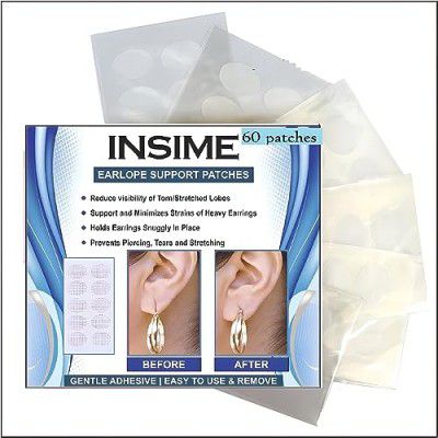 Ear lobe support for earrings (60 Patches)| Ear stickers for heavy earrings | Invisible Earlobe supporter heavy earring | Waterproof Ear tape earrings ear lock sticker | Ear lock supporting patches st