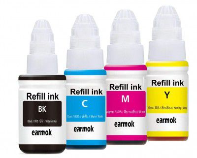 Earmok Compatible Refill Ink for Canon G Series GI790 Printer G1000 G1010 G2000 G2002 G2010 G2012 G3000 G3010 G3012 G4000 G4010 BCMY 70 Ml Each Bottle