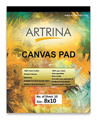 EASCAN ART Painting Drawing and Sketch Accessories Artrina Cotton Canvas Painting Pad (White, 8x10 Inches)