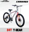 EAST COAST CARNAGE 24T Cycle with 7 Speed Gear ( 9years to 13 years Big Kids) 24 T Mountain Cycle  (7 Gear, White, Rigid)...