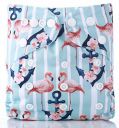 Easy Feel Printed PUL Single Gusset Suede Pocket Cloth Diaper (Without Insert) (Swans & Anchors)...