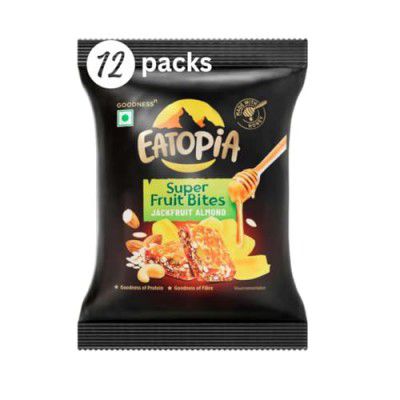 Eatopia Jackfruit Almonds Fruit Minis | 100% Natural Energy Bar, No Preservatives | Sugar Free Breakfast Snacks | Pack of 12 (20g each) | Dry Fruits Protein Bar | Oats & Honey, Nuts & Seeds