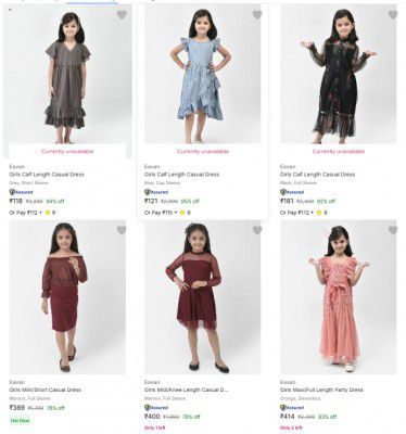 Flipkar: Upto 94% OFF On Eavan Clothing And Accessories For Girls | Starts At ₹118