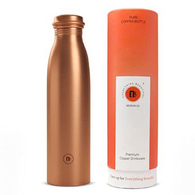 EB-Everything Beautiful Classic Pure Copper Water Bottle 1 Litre Leakproof in Seamless Shape with Ayurvedic Benefits made of Tamba Birthday Gift for Men & Women by ebstore