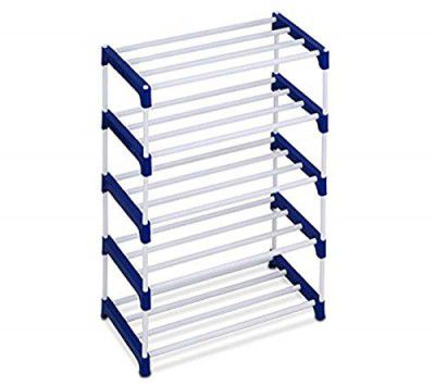 Ebee 10 Pair Plastic Shoe Stand (Blue, 5 Shelves)