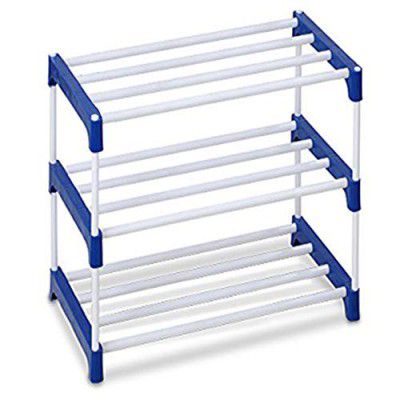 Ebee 6 Pairs Metal Shoe Rack (Blue, 3 Shelves)