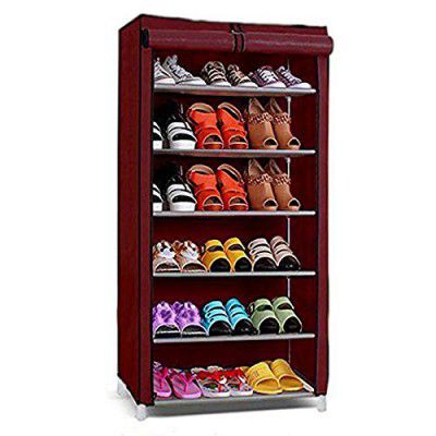 Ebee Store 6 Shalves Shoe Cabinet (Maroon)
