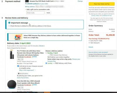 Echo + Amazon Lite Fire Stick Get upto Rs. 2000 off coupon + Rs. 1500 cashback