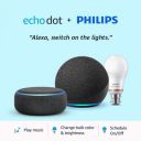 Echo Dot (3rd Gen, Black) combo with Echo Dot (4th Gen, Black) and Philips 9W smart color bulb...