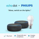 Echo Dot (3rd Gen, Black) gift twin pack with Philips 9W LED smart Bulb...