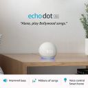 Echo Dot (4th Gen, 2020 release) with clock | Next generation smart speaker with powerful bass, LED display and Alexa (White)...