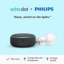 Echo Dot Combo with Philips 9W Smart Color Bulb - Smart Home Starter Kit...