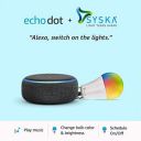Echo Dot (Black) Combo with Syska 12W Smart Color Bulb - Smart Home Starter Kit...