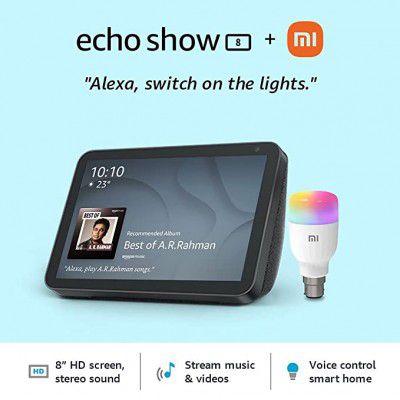 Echo Show 8 (Black) Combo with Mi LED smart color bulb