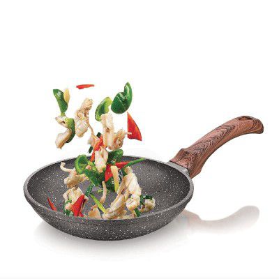 Echt Die Cast Aluminum Non Stick Frying Pan (20 cm), Tapper Fry Pan with 1 Year Warranty (Grey) - 12Pc