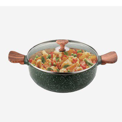 Echt Diecast Kadhai, 24 cm (4 liters Capacity), | 1 Year Warranty | Green- 8 pc